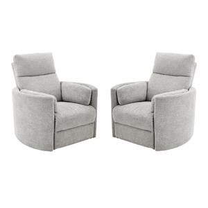 Home Square Polyester Swivel Glider Recliner in Mineral White - Set of 2