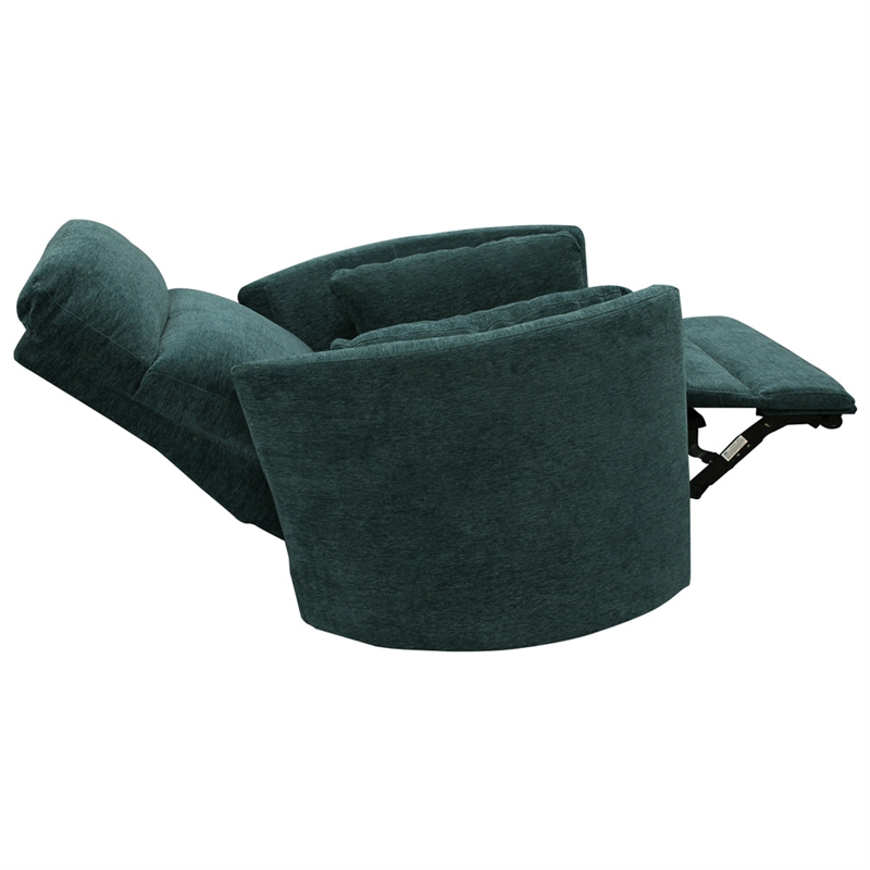 Home Square Polyester Swivel Glider Recliner in Peacock Blue - Set of 2