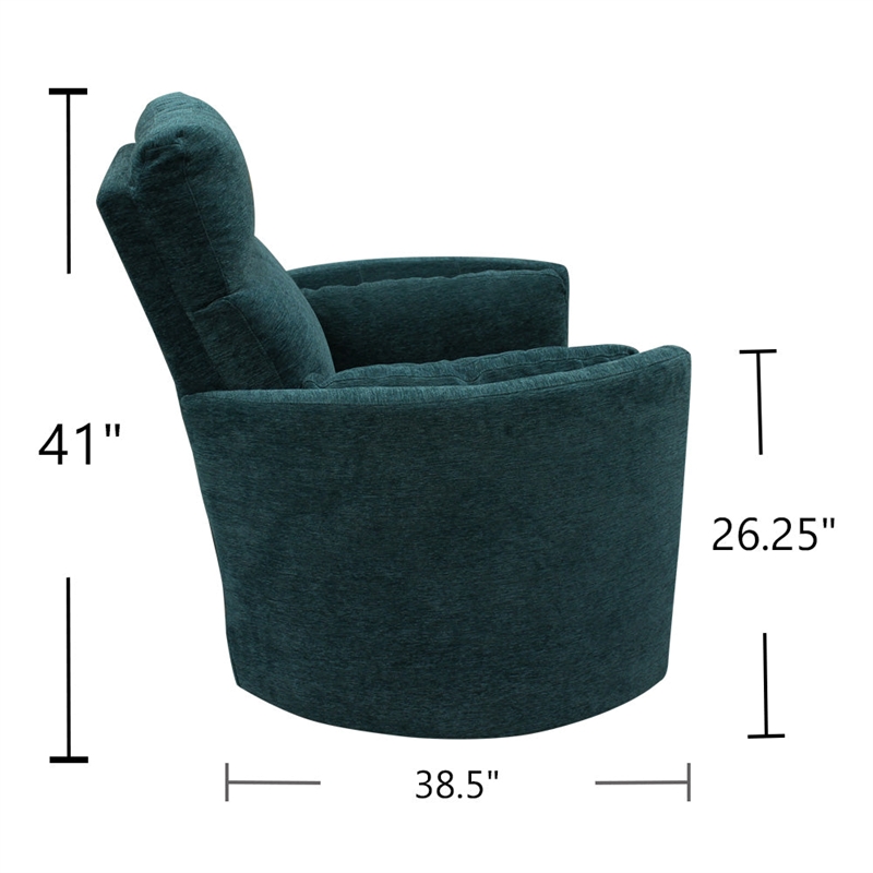 Home Square Polyester Swivel Glider Recliner in Peacock Blue - Set of 2