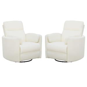 Home Square Fabric Swivel Glider Recliner in Revel Oyster & White - Set of 2