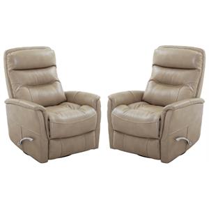 Home Square Polyester Manual Swivel Glider Recliner in Linen Brown - Set of 2