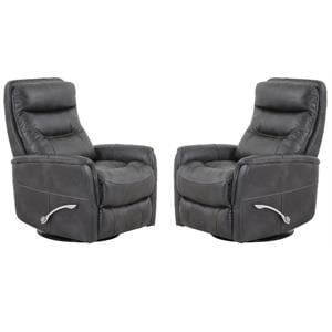 Home Square Polyester Manual Swivel Glider Recliner in Flint Black - Set of 2