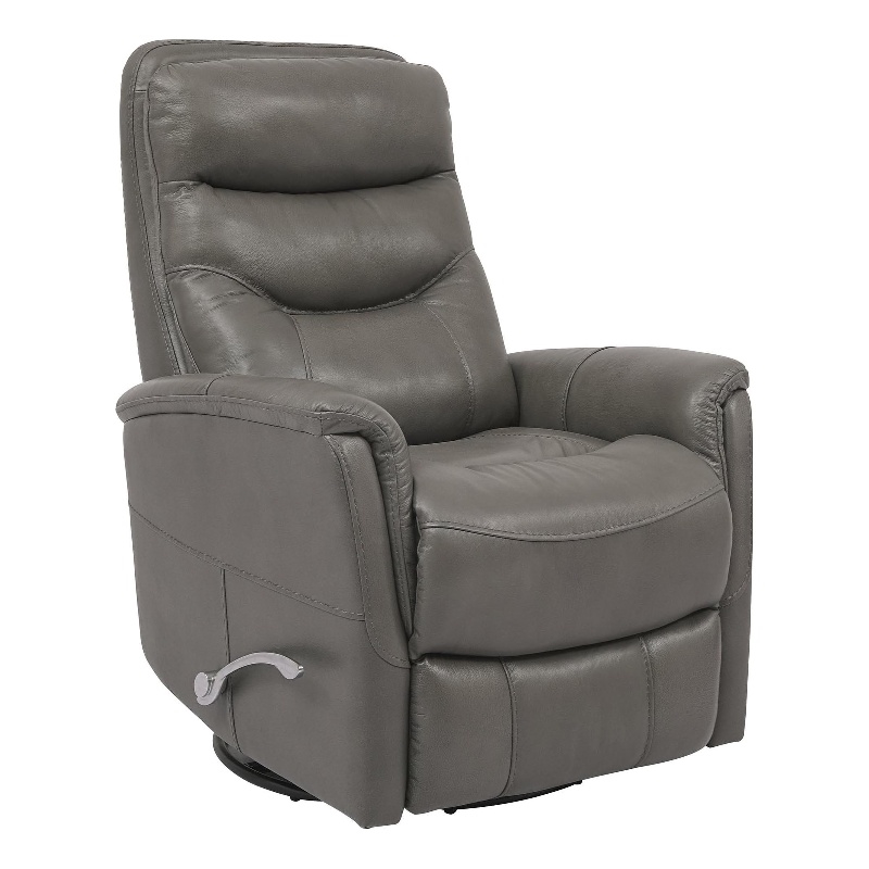 Home Square Leather Manual Swivel Glider Recliner in Ice Gray - Set of 2