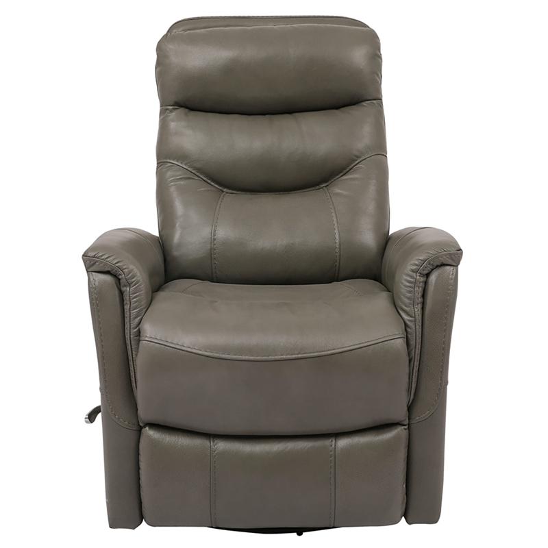 Home Square Leather Manual Swivel Glider Recliner in Ice Gray - Set of 2