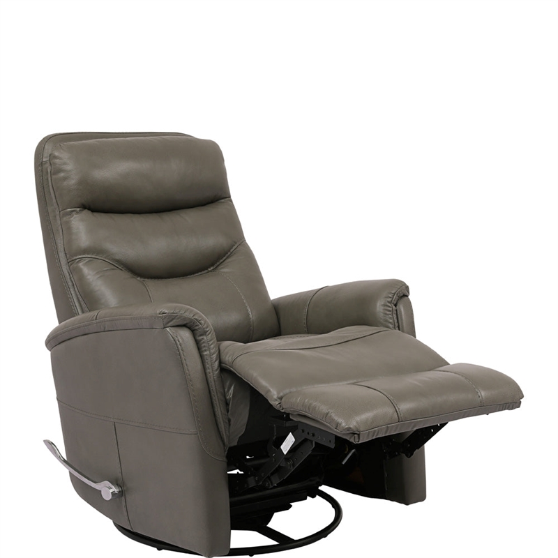Home Square Leather Manual Swivel Glider Recliner in Ice Gray - Set of 2