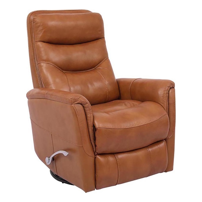 Home Square Leather Manual Swivel Glider Recliner in Brown - Set of 2