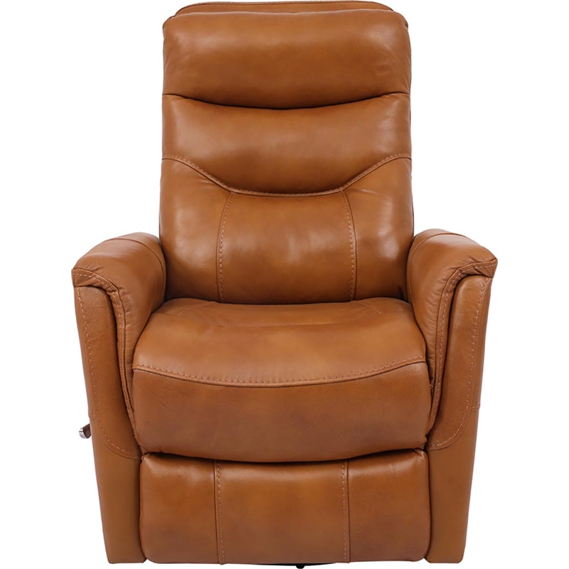 Home Square Leather Manual Swivel Glider Recliner in Brown - Set of 2