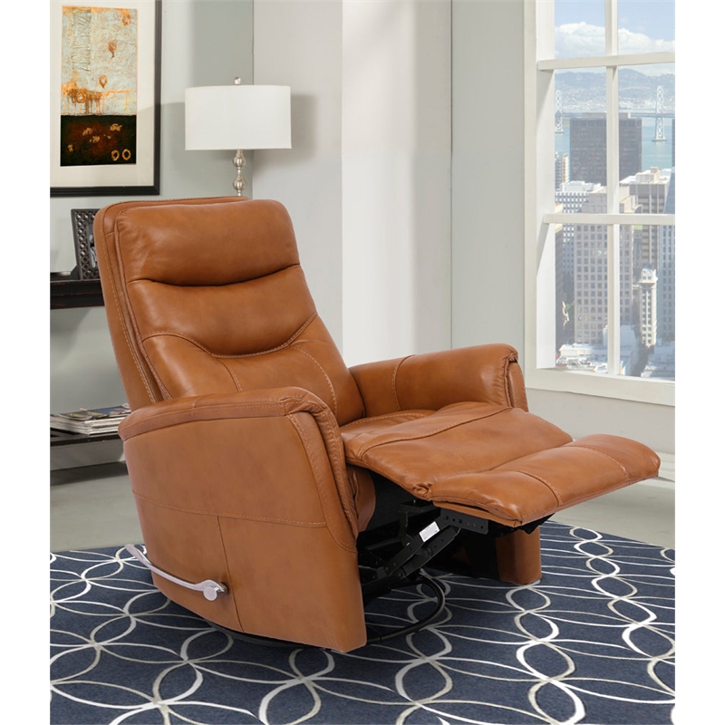 Home Square Leather Manual Swivel Glider Recliner in Brown - Set of 2