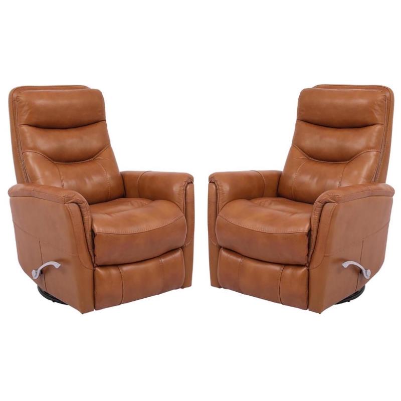 Home Square Leather Manual Swivel Glider Recliner in Brown - Set of 2