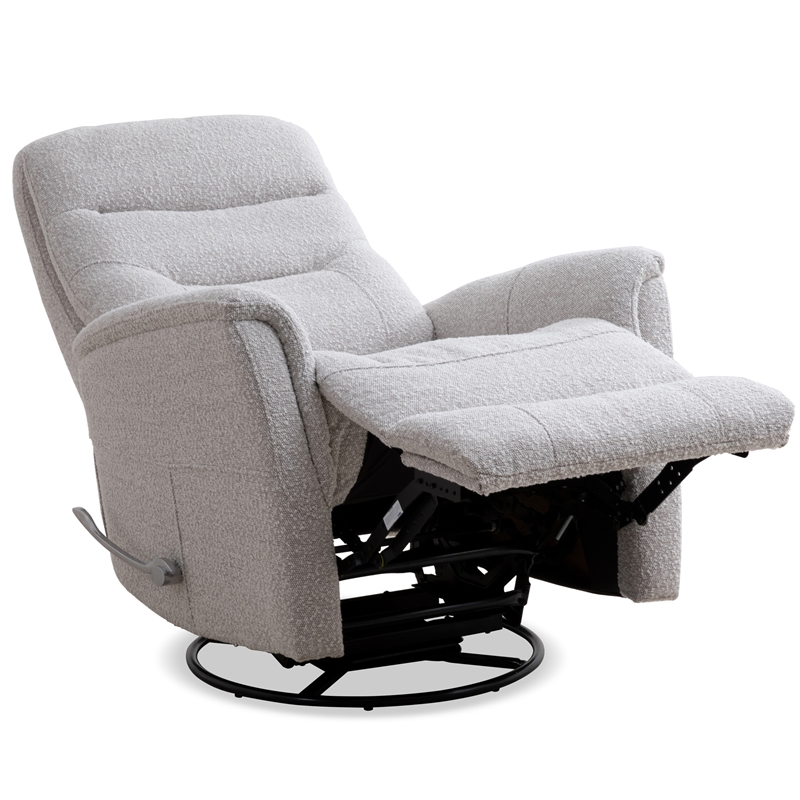 Home Square Bloke Cotton Fabric Swivel Glider Recliner in Fossil - Set of 2