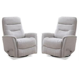 Home Square Bloke Cotton Fabric Swivel Glider Recliner in Fossil - Set of 2