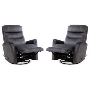 Home Square 34.5&quot Fabric Swivel Glider Recliner in Capri Charcoal - Set of 2