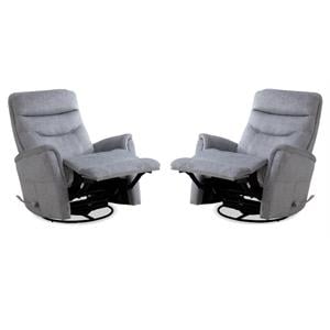 Home Square 31.5&quot Fabric Swivel Glider Recliner in Capri Silver - Set of 2