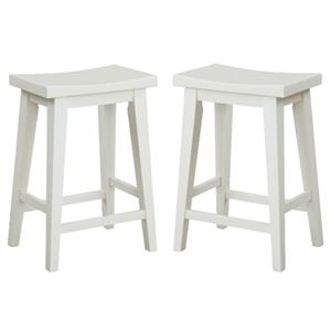 Home Square Modern Cotton Counter Stool in White Finish- Set of 2