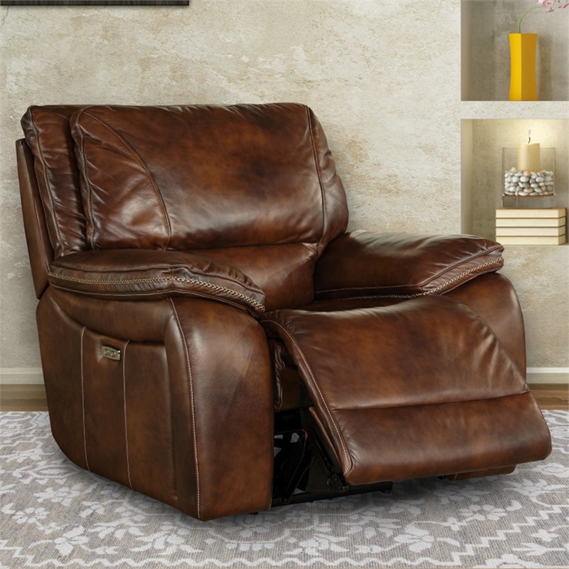 Home Square 3-Piece Set with Power Recliner & Loveseat & Sofa in Burnt Sienna
