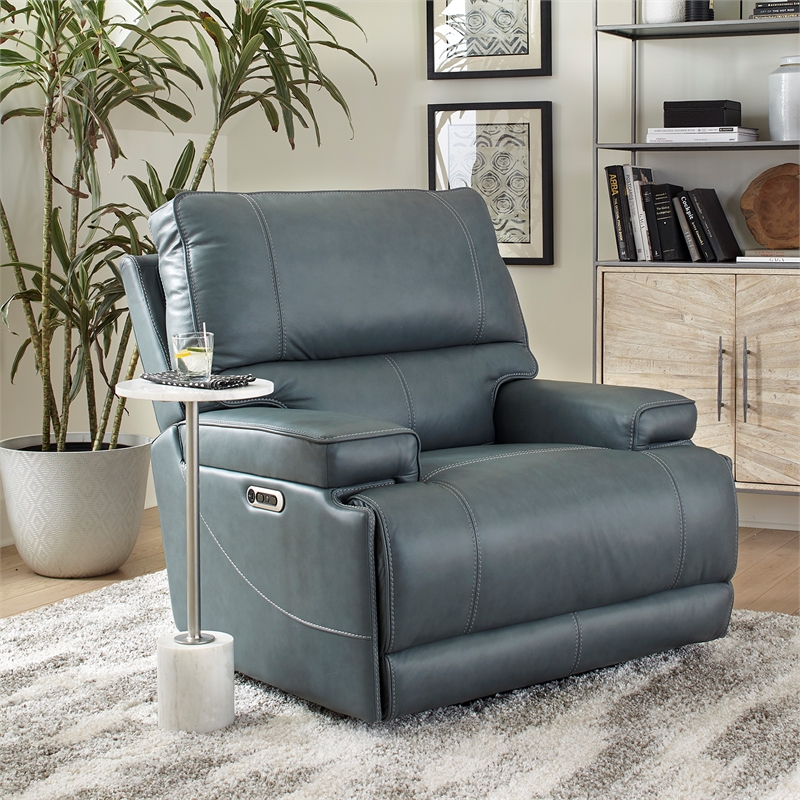 Home Square 3-Piece Set with Power Recliner & Loveseat & Sofa in Blue