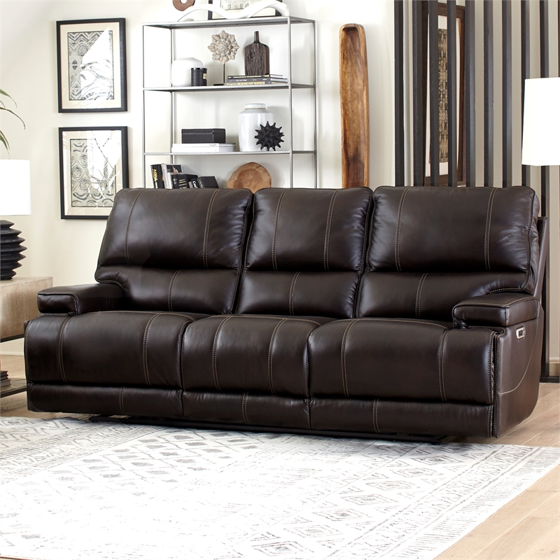 Home Square 3-Piece Set with Power Recliner & Loveseat & Sofa in Brown