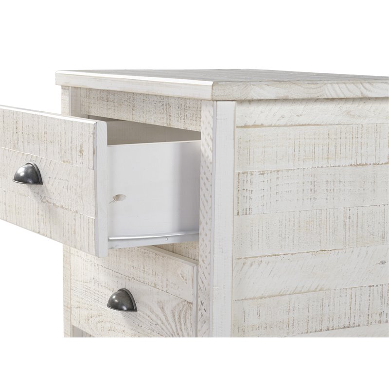 Home Square Solid Wood 2-Drawer Nightstand in Shabby White - Set of 2