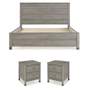 Home Square 3-Piece Set with Queen Bed & 2 Nightstands in Driftwood Gray