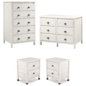 Home Square 4-Piece Set with 2 Nightstands & Chest & Dresser in White