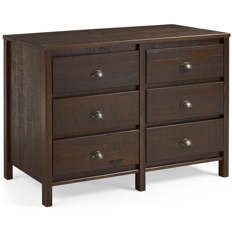 Home Square 2-Piece Set with 5-Drawer Chest & 6-Drawer Dresser in Walnut