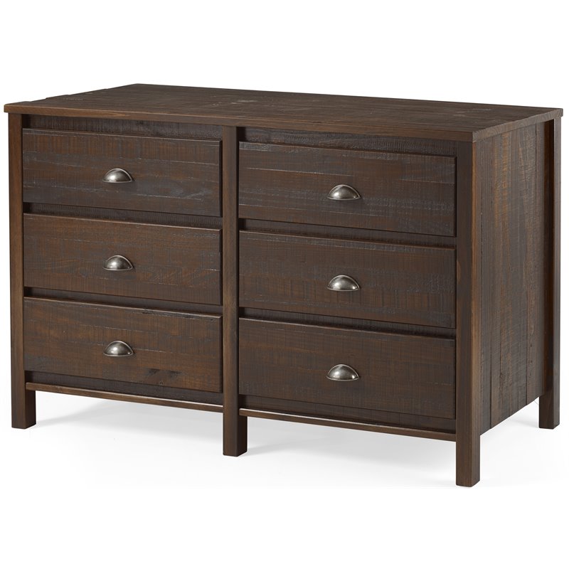 Home Square 2-Piece Set with 5-Drawer Chest & 6-Drawer Dresser in Walnut