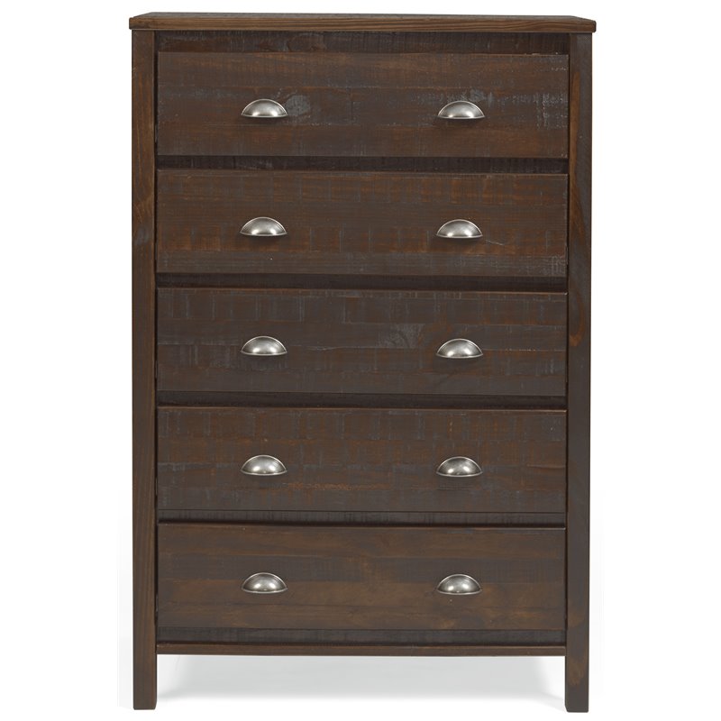Home Square 2-Piece Set with 5-Drawer Chest & 6-Drawer Dresser in Walnut