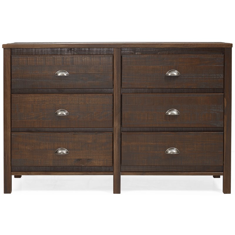 Home Square 2-Piece Set with 5-Drawer Chest & 6-Drawer Dresser in Walnut