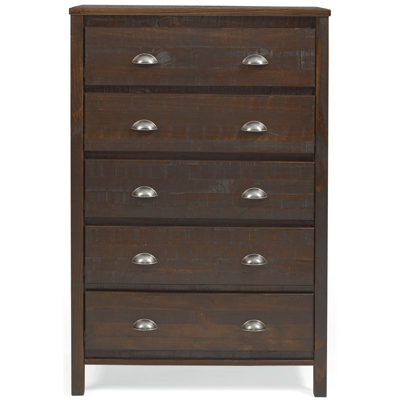 Home Square 2-Piece Set with 5-Drawer Chest & 6-Drawer Dresser in Walnut