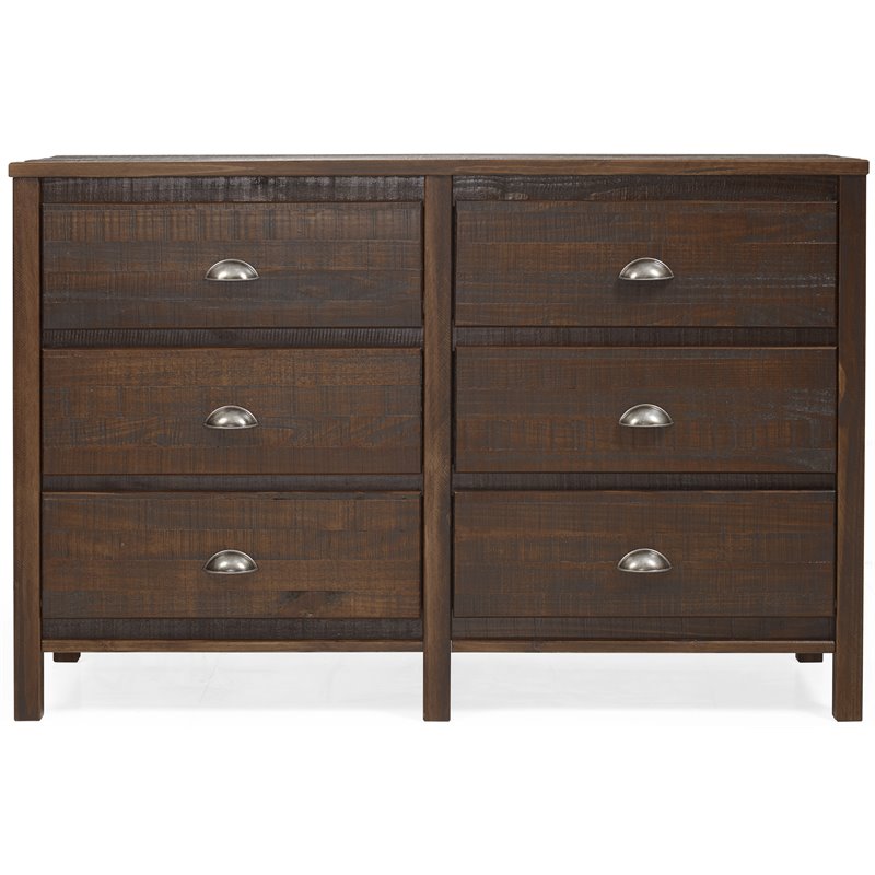 Home Square 2-Piece Set with 5-Drawer Chest & 6-Drawer Dresser in Walnut