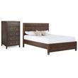 Home Square 2-Piece Set with Queen Platform Bed & 5-Drawer Chest in Walnut