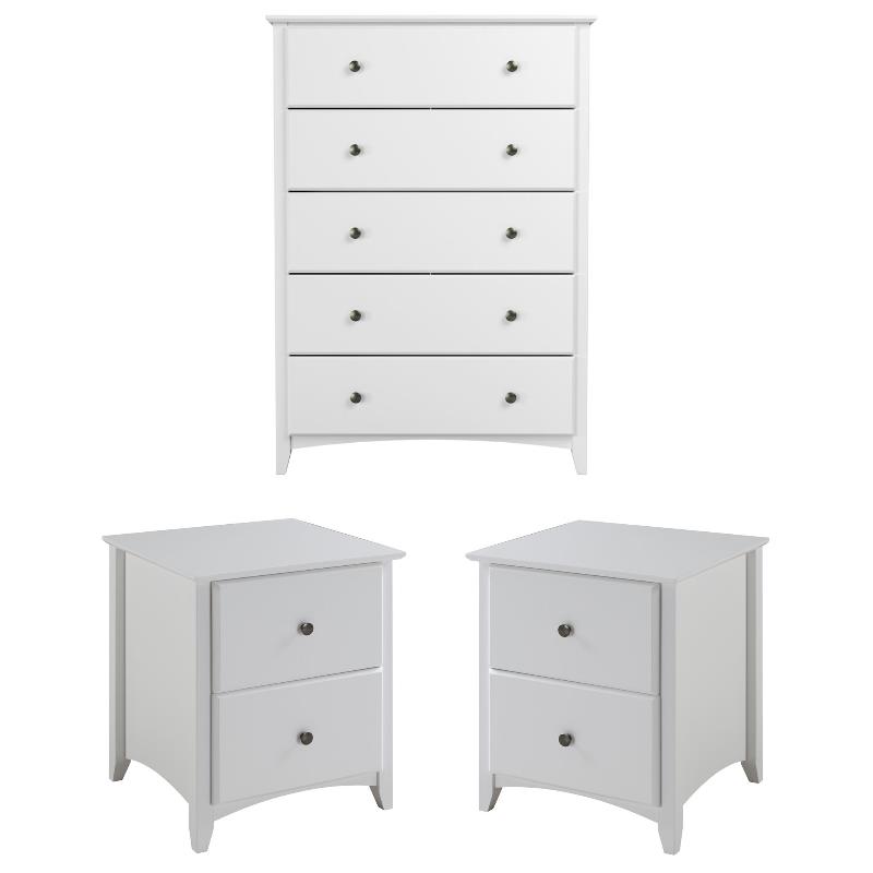 Home Square 3-Piece Set with 2 Nightstands & 5-Drawer Bedroom Chest