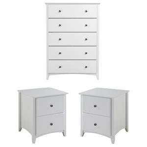 Home Square 3-Piece Set with 2 Nightstands & 5-Drawer Bedroom Chest