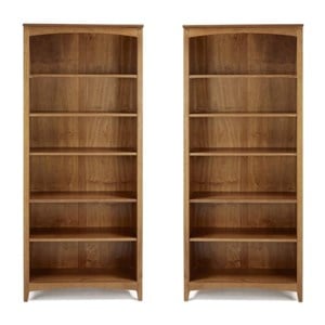 Home Square 72&quot Shaker Style Solid Wood Bookcase in Cherry - Set of 2