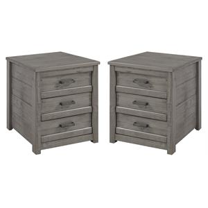 Home Square Solid Wood 3-Drawer Nightstand in Antique Gray - Set of 2