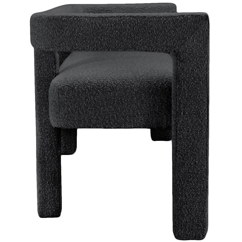 5 Piece Boulce Upholstered Dining Chairs and Bench Set in Black