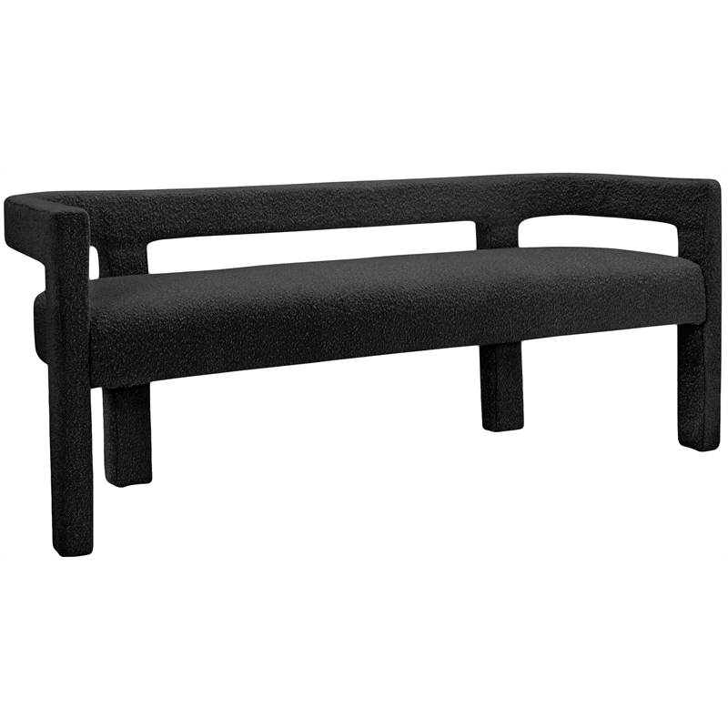 3 Piece Boulce Upholstered Dining Chairs and Bench Set in Black