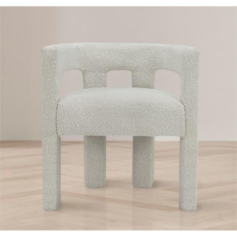 4 Piece Boulce Upholstered Dining Chairs Set in Cream