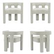 4 Piece Boulce Upholstered Dining Chairs Set in Cream