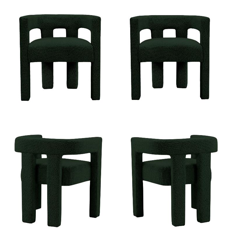 4 Piece Boulce Upholstered Dining Chairs Set in Green