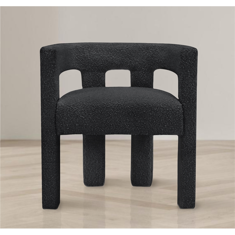 4 Piece Boulce Upholstered Dining Chairs Set in Black