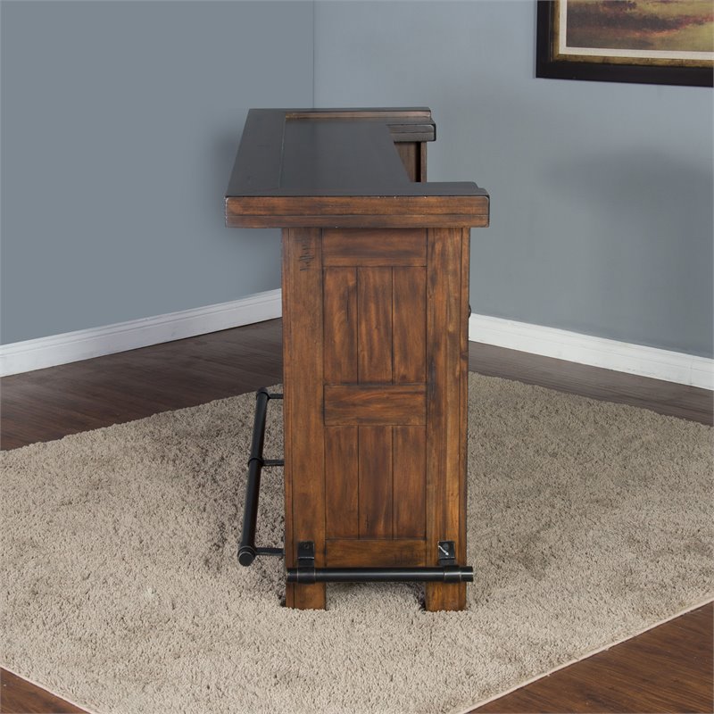 Home Bar and Swivel Bar Stools in Vintage Mocha 3 Piece Set
