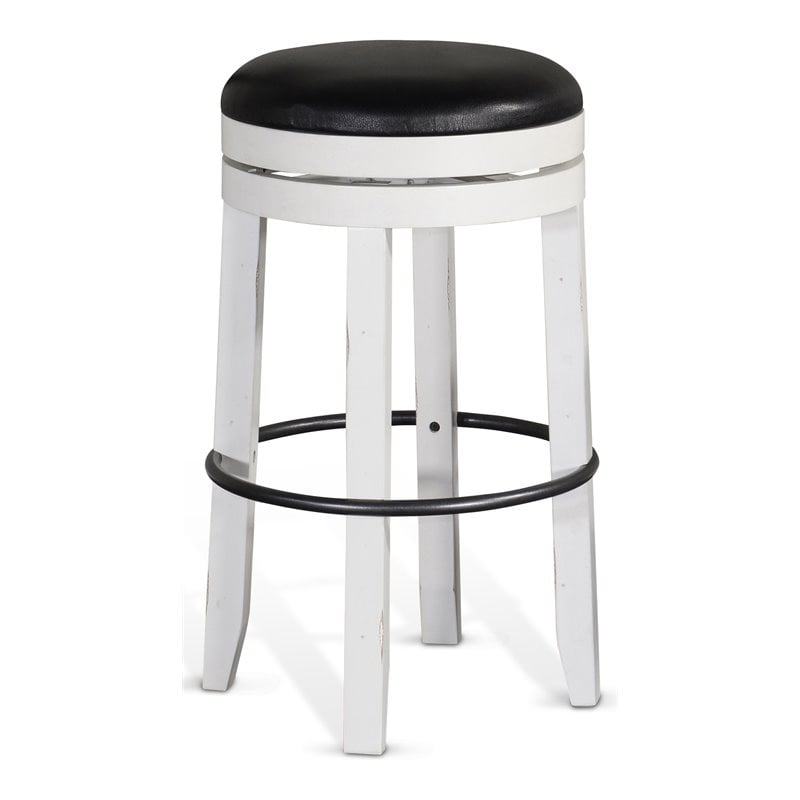 Home Bar and Swivel Bar Stool in European Cottage White 3 Piece Set