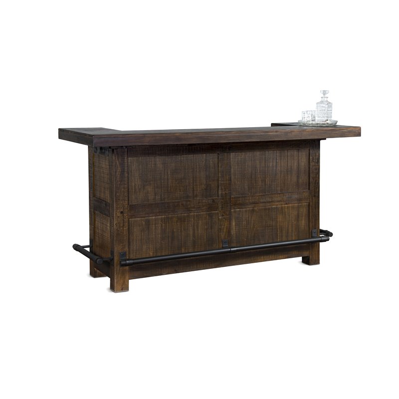 Home Bar and Swivel Bar Stools with Back in Tobacco Leaf 3 Piece Set