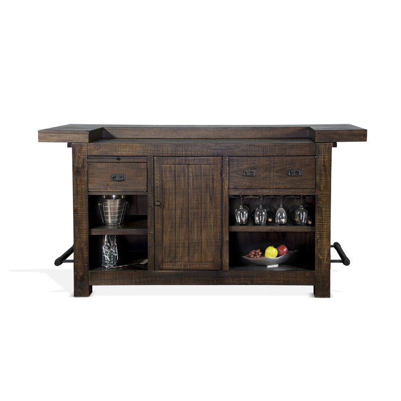 Home Bar and Swivel Bar Stools with Back in Tobacco Leaf 3 Piece Set