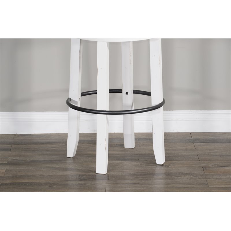 Home Bar and Swivel Bar Stools with Back in European Cottage White 3 Piece Set