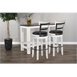 Home Bar and Swivel Bar Stools with Back in European Cottage White 3 Piece Set