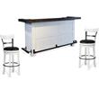Home Bar and Swivel Bar Stools with Back in European Cottage White 3 Piece Set
