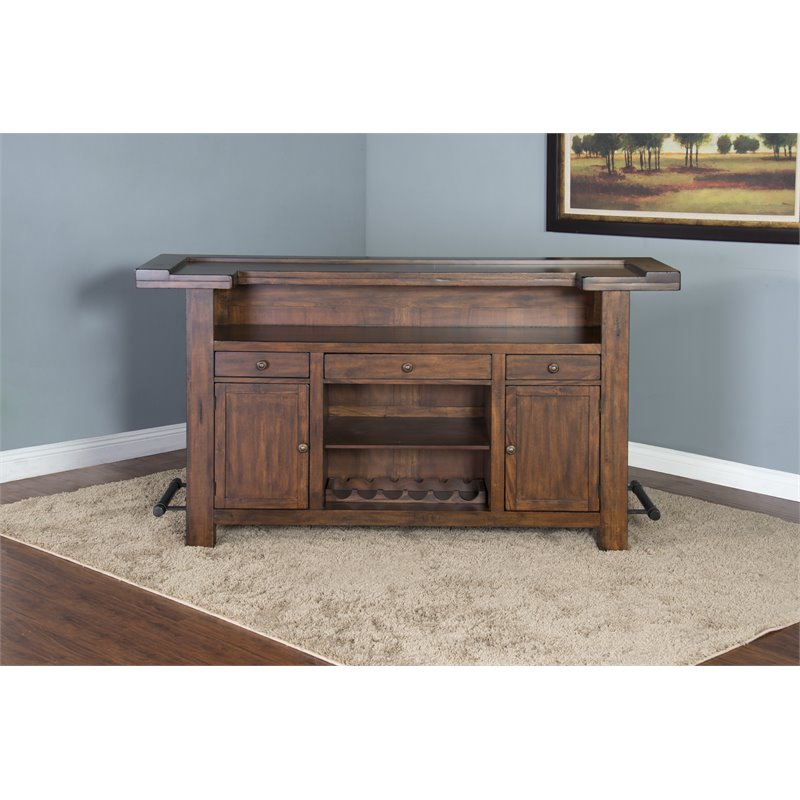 Home Bar and Ladderback Bar Stools in Vintage Mocha 3 Piece Set