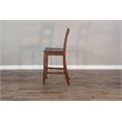 Home Bar and Ladderback Bar Stools in Vintage Mocha 3 Piece Set